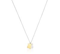 TOUS Collier court bicolore pour femme avec motif d'ours et bain d'or sur argent de première loi, 45 cm de long, décontracté et polyvalent, collection Sweet Dolls