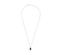 TOUS Collier court pour femme en argent sterling avec motif ours en onyx, collection Icon Color