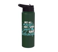Tous les anges n'ont pas d'ailes, certains ont des stéthoscopes Stainless Steel Insulated Water Bottle