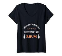 Tous les chemins mènent au rhum humour alcool apéro homme T-Shirt avec Col en V