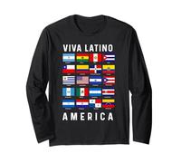 Tous Les Drapeaux Latino-américains Pays Viva Latino America Tee Manche Longue