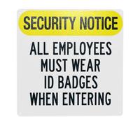 Tous les employés doivent porter un badge d'identification à l'entrée. Avertissement, panneaux de sécurité pour visiteurs en métal pour la maison, l'entreprise, l'extérieur, l'intérieur, le garage, l