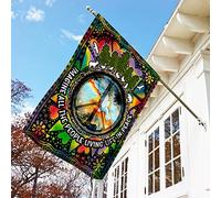 Tous Les Gens Vivent Une Vie En Paix Hippie Drapeau De Jardin Supérieure Drapeaux De Vacances Coupe-Vent Et Étancheune Drapeaux De Pirate Décoration Pour Patio Balcon Extérieure M