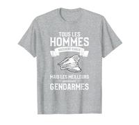 Tous Les Hommes Naissent Egaux Gendarmes T-Shirt, Homme, Gris Chiné, 3XL
