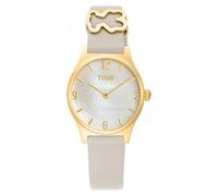 TOUS Montre analogique avec bracelet en cuir, acier et cadran en nacre Epic Icon, Bracelet blanc, Classique