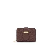 TOUS Portefeuille en cuir Kaos Mini, marron, avec fermeture éclair, design en relief, détails dorés