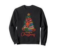 Tous réservés pour Arbre de Noël Pile de Livres Lecture Vacances Sweatshirt