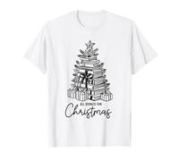 Tous réservés pour Arbre de Noël Pile de Livres Lecture Vacances T-Shirt