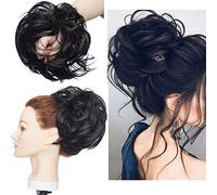 Tousled Extension de chignon désordonné, queue de cheval avec bande élastique en caoutchouc, extensions synthétiques pour femme Noir foncé