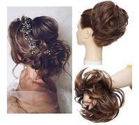 Tousled Extension de chignon désordonné, queue de cheval avec bande élastique en caoutchouc, extensions synthétiques pour femme Noir foncé