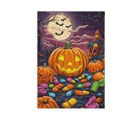 Toussaint Happy Halloween Candy Garden Flag Impression double face Saisonnier Extérieur Petite bannière décorative en toile de jute pour décoration de cour 71 x 101 cm