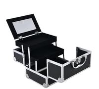 Tousse de Maquillage Boîte De Rangement Portable for Vernis À Ongles avec Serrure for Ensemble Cosmétiques Artistiques Sac Rangement Manucure(Black)