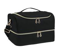 Tousse de Maquillage Sac De Rangement À Double Couche for Fournitures D'ongles, Boîte Pouvant Contenir 45 Bouteilles Sac Rangement Manucure(Black)