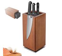 TouSuaRSi Bloc à couteaux magnétique, sans couteau, en bois d'acacia épais, magnétique, porte-couteaux ninja avec aiguiseur rotatif, bloc pour le rangement