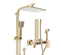 TouSuaRSi Kit complet de douche - Système de douche complet avec robinetterie et douchette au-dessus de la tête - Sortie d'eau avec 4 fonctions - Robinet de douche en acier inoxydable avec thermostat