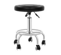 TouSuaRSi Tabouret avec une capacité de charge de 150 kg, réglable en hauteur avec rembourrage en mousse épaisse, pivotant à 360°, avec repose-pieds, chaise pivotante noire pour salon de coiffure
