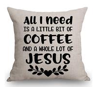 Tout Ce Dont J'Ai Besoin Aujourd'hui, C'est d'un Peu De Café Et De Beaucoup De Signes De Jésus. Citations Inspirantes Et Motivantes Housses Coussin Doux Housse De Coussin Premium Taie d'oreiller