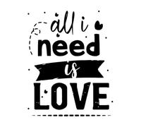 tout ce dont j'ai besoin, c'est d'amour, citations de motivation Stickers muraux en vinyle 65.6x81.3cm Fourni avec un kit de film de transfert Noir