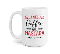 Tout Ce Dont J'Ai Besoin, C'Est De Café Et De Mascara. Mug Durable Tasse À Thé Drôle Tasse À Café Idée Cadeau Pour Noël Bureau Pâques 330Ml