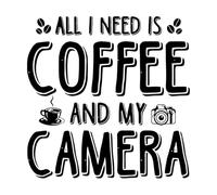 tout ce dont j'ai besoin c'est de café et de mon design d'appareil photo Stickers muraux en vinyle 42x42.1cm Auto-adhésif Noir