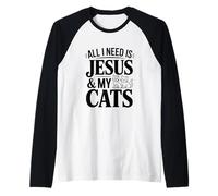 Tout ce Dont J'Ai Besoin, C'est de Jésus et de Mes Chats, de fidèles Amants félins Manche Raglan