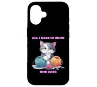 Tout ce Dont J'Ai Besoin, C'est de la Laine et des Chats, du Crochet, du Tricot, de la Maman Coque pour iPhone 16