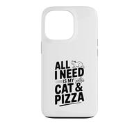 Tout ce Dont J'Ai Besoin, C'est de Mon Chat et de ma Pizza, Un drôle d'amoureux des Chats Coque pour iPhone 13 Pro