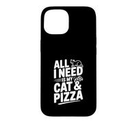 Tout ce Dont J'Ai Besoin, C'est de Mon Chat et de ma Pizza, Un drôle d'amoureux des Chats Coque pour iPhone 15