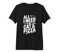 Tout ce Dont J'Ai Besoin, C'est de Mon Chat et de ma Pizza, Un drôle d'amoureux des Chats T-Shirt Haut de Gamme