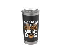 Tout ce dont j'ai besoin, c'est d'un café et de mon chien Gobelet isotherme en acier inoxydable double paroi