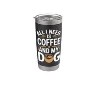 Tout ce dont j'ai besoin, c'est d'un café et de mon chien Gobelet isotherme en acier inoxydable double paroi