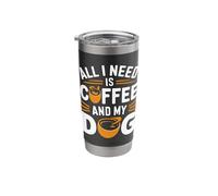 Tout ce dont j'ai besoin, c'est d'un café et de mon chien Gobelet isotherme en acier inoxydable double paroi