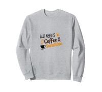 Tout ce Dont J'Ai Besoin, C'est d'une Amoureuse du café et du Soleil Sweatshirt, Unisexe pour Adultes, Gris Chiné, L