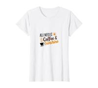 Tout ce Dont J'Ai Besoin, C'est d'une Amoureuse du café et du Soleil T-Shirt, Femme, Blanc, XS