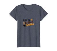 Tout ce Dont J'Ai Besoin, C'est d'une Amoureuse du café et du Soleil T-Shirt, Femme, Bleu Chiné, 3XL