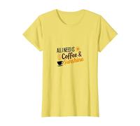 Tout ce Dont J'Ai Besoin, C'est d'une Amoureuse du café et du Soleil T-Shirt, Femme, Citron, XL