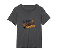 Tout ce Dont J'Ai Besoin, C'est d'une Amoureuse du café et du Soleil T-Shirt, Femme Grandes Tailles, Chiné Foncé, 2X