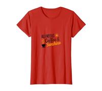 Tout ce Dont J'Ai Besoin, C'est d'une Amoureuse du café et du Soleil T-Shirt, Femme, Rouge, L