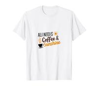 Tout ce Dont J'Ai Besoin, C'est d'une Amoureuse du café et du Soleil T-Shirt, Homme, Blanc, XXL