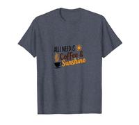 Tout ce Dont J'Ai Besoin, C'est d'une Amoureuse du café et du Soleil T-Shirt, Homme, Bleu Chiné, 4XL