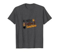 Tout ce Dont J'Ai Besoin, C'est d'une Amoureuse du café et du Soleil T-Shirt, Homme, Chiné Foncé, S