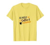 Tout ce Dont J'Ai Besoin, C'est d'une Amoureuse du café et du Soleil T-Shirt, Homme, Citron, L