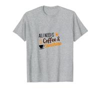 Tout ce Dont J'Ai Besoin, C'est d'une Amoureuse du café et du Soleil T-Shirt, Homme, Gris Chiné, S