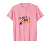 Tout ce Dont J'Ai Besoin, C'est d'une Amoureuse du café et du Soleil T-Shirt, Homme, Rose, 3XL