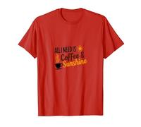 Tout ce Dont J'Ai Besoin, C'est d'une Amoureuse du café et du Soleil T-Shirt, Homme, Rouge, M
