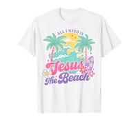 Tout ce Dont J'Ai Besoin, C'est Jésus et la Plage, Un été chrétien rétro T-Shirt