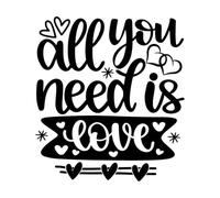tout ce dont tu as besoin c'est d'amour coeur Saint Valentin amour sois à moi vacances Stickers artistiques en vinyle 67.2x74.4cm N'abîme pas le mur Noir