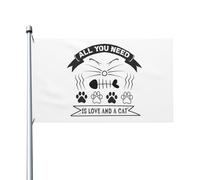 Tout Ce Dont Vous Avez Besoin, C'Est D'Amour Et D'Un Chat Drapeau Décoratif Drapeau De Jardin Résistant Aux Intempéries Garden Flag Pour Pelouse Intérieur Maison 3X5Ft