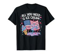 Tout ce Dont Vous Avez Besoin, C'est de la crème glacée Cute Foodie Ice Cream Drip Flag T-Shirt Graphique avec Valeur