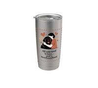 Tout ce dont vous avez besoin, c'est de l'amour et d'une Terre-Neuve - Hug Silhouette Gobelet isotherme en acier inoxydable double paroi